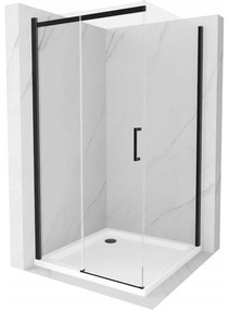 Mexen Omega sprchová kabína, posuvné dvere 100 x 100 cm, transparentnéné, čierna + závesný bidet Flat, biela