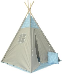 Detský stan Teepee sivo-modrý/hviezdy
