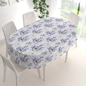 Biante Dekoračný oválny obrus PML-082 Vetvičky levandúľ s vázičkami 50x100 cm