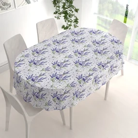 Biante Dekoračný oválny obrus PML-082 Vetvičky levandúľ s vázičkami 120x160 cm