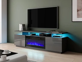 TV skrinka s krbom Anaceta (grafit + lesk grafit) (s LED osvetlením). Vlastná spoľahlivá doprava až k Vám domov. 1106158