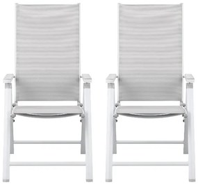 Livarno home Záhradné hliníkové kreslo Houston, biele/bledosivé, 2 kusy + podložka na kreslo Houston  (800009486)
