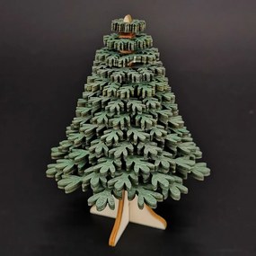 AMADEA Drevený 3D stromček zelený 10 cm