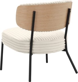 Krémovobiele menčestrové kreslo s podnožkou Jerry – Støraa