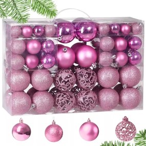 Vianočné gule KL-21X03 ružové (100 ks)