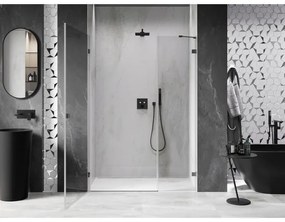 Mexen Lunar-B, ľavé otočné sprchové dvere 145 cm, 8mm číre sklo, brúsený grafit profil, 832S-145-050-66-00-L