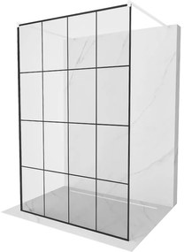 Mexen Kioto voľne stojaca sprchová stena 130 x 200 cm, transparentnéné/čierny vzor 8 mm, biela - 800-130-002-20-77