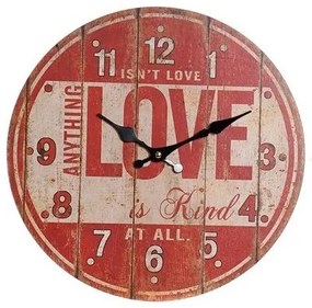 Nástenné vintage hodiny "love or dream", drevo 34x4x34cm, 2 varianty