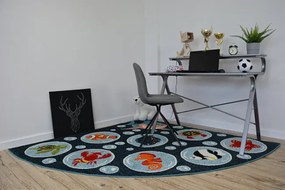 Koberec PAINT štvrťkruh G4778 - Oceán nebeský/krém