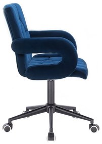 LuxuryForm DESIGN Stolička BOSTON VELUR na čiernej podstave s kolieskami - modrá