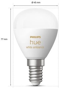 SADA 2x LED Stmievateľná žiarovka Philips Hue WHITE AMBIANCE P45 E14/5,1W/230V