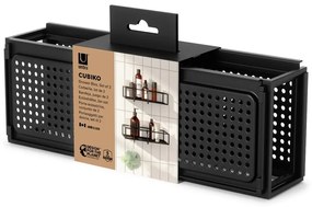 Čierne samodržiace oceľové kúpeľňové poličky 2 ks Cubiko – Umbra