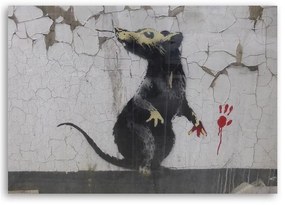 Obraz na plátně Banksy Street Art Rat - 100x70 cm