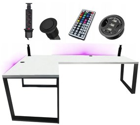 Písací Stôl Roh. Loft Low Biely 202x136x3,6 Model 3