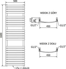 Mexen Bachus, elektrické vykurovacie teleso 1600 x 500 mm, 900 W, čierna, W109-1600-500-2900-70