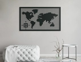 drevko Drevená mapa sveta na stenu Rozmer obrazu: 37,5 x 65 cm, Farba dekorácie: Čierna