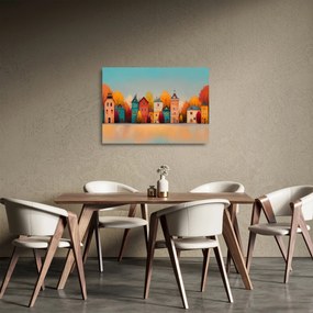 Sklenený obraz - Jesenná dedina (70x50 cm)
