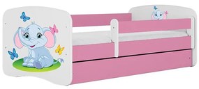 Detská Posteľ. Babydreams+Sz+M Ružová 80x180 Slon