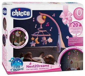Chicco - Kolotoč nad postieľku s melódiou 3v1 NEXT2DREAMS 3xAA ružová