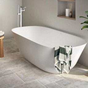 VILLEROY &amp; BOCH Theano voľne stojaca vaňa z materiálu Quaryl, odtok v strede, 1750 x 800 x 506 mm, Stone White, UBQ175ANH7F200V-RW