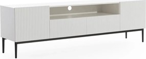 TV stolík Nicole 200 cm s otvorenou policou - biely mat / čierna
