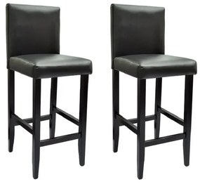 Barové stoličky 2 ks, čierne, umelá koža