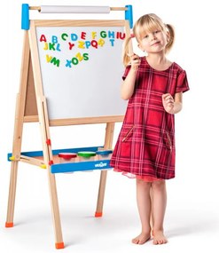 Tabuľa "ABC" s písmenami, s rolkou papiera a téglikmi