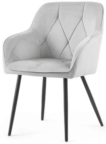 Sada dvoch jedálenských stoličiek DIAMANT zamatové, sivé / čierne nohy (2 ks)