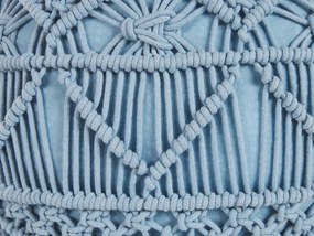 Bavlnená makramé taburetka ⌀ 40 cm modrá KAYSERI Beliani