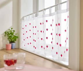 Krátka záclona s výšivkou