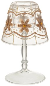 Sklenený svietnik v tvare stolové lampičky - 10 * 10 * 18 cm