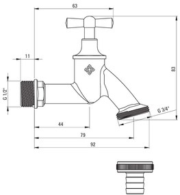 Deante Deante, záhradný ventil s adaptérom 1/2"x3/4'', chrómová, DEA-VFA_152M