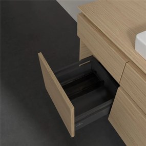 VILLEROY &amp; BOCH Legato závesná skrinka pod umývadlo (umývadlo v strede), 5 zásuviek, 1400 x 500 x 550 mm, Nordic Oak, B68500VJ
