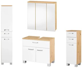 Livarno home Skrinka do kúpeľne + Skrinka so zrkadlom + Skrinka pod umývadlo + Vysoká skrinka do kúpeľne Palermo  (800010823)
