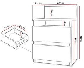 Nočný stolík MALWA 59x40 cm biela