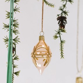 Bella Rose Sklenená vianočná ozdoba Oliva Ružová Lesk