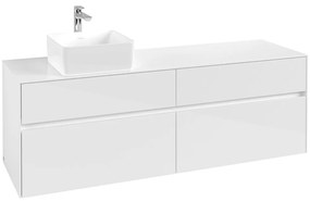 VILLEROY &amp; BOCH Collaro závesná skrinka pod umývadlo na dosku (umývadlo vľavo), 4 zásuvky, 1600 x 500 x 548 mm, Glossy White, C05000DH