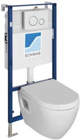 Sapho Sapho, závesné WC NERA s podomietkovou nádržkou a tlačidlom Schwab, biela, NS952-SET5