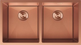 Mexen Binox, 2-komorový nerezový drez 800 x 450 mm, brúsená meď, vzor voština, 6421802000-65HC