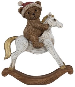 Dekorácia hojdací koník s medvedíkom v čiapke - 12*4*14 cm