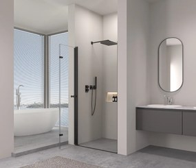 Erga Berlin, skladacie sprchové dvere do otvoru 120x195 cm, 6mm číre sklo, čierny profil, ERG-V02-BERLIN-D120-BK
