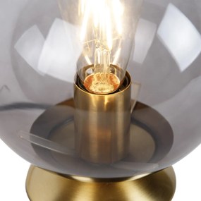 Art Deco stolná lampa mosadz s dymovým sklom - Pallon