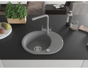 Mexen Kevin, drez granitový 586x458x190 mm, 1-komorový a šedá Duero batéria, šedá, 6517-71-671600-71