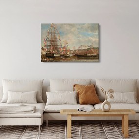 Obraz - Eugène Boudin, Festival in the Harbor of Honfleur, reprodukcia (90x60 cm)