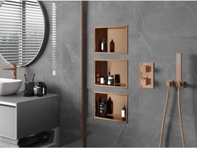 Mexen X-Wall-R, polica na zapustenie s prírubou  30 x 20 cm, medená matná - 19C0302010