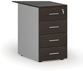 Kancelársky prístavný zásuvkový kontajner PRIMO GRAY, 4 zásuvky, sivá/wenge