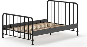 Čierna kovová jednolôžková posteľ s roštom 140x200 cm BRONXX – Vipack