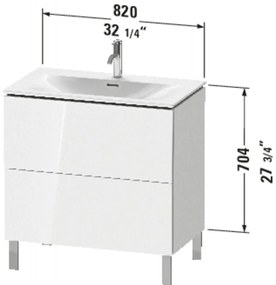DURAVIT L-Cube stojaca skrinka pod umývadlo na nožičkách, 2 zásuvky, 820 x 481 x 856 mm, biela vysoký lesk, LC659702222