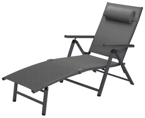 Livarno home Hliníkové ležadlo Houston s opierkami rúk, sivé  (100386242)