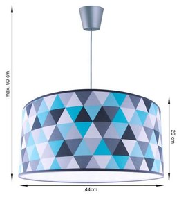 Závesné svietidlo Garo, 1x textilné tienidlo so vzorom (výber z 3 farieb), (výber z 3 farieb konštrukcie), (fi 44cm)